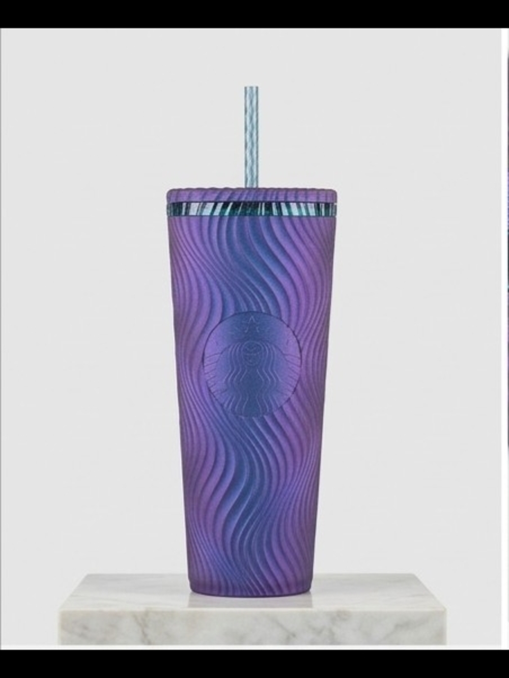 Starbucks Purple Blue Ombre Textured Cold Cup with Straw